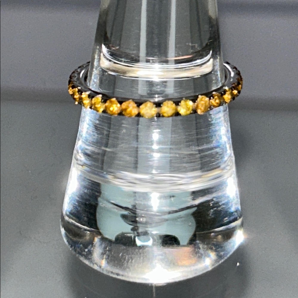 NWOT Genuine Citrine Gemstone Sterling Silver Eternity Band Ring Bohemian Boho